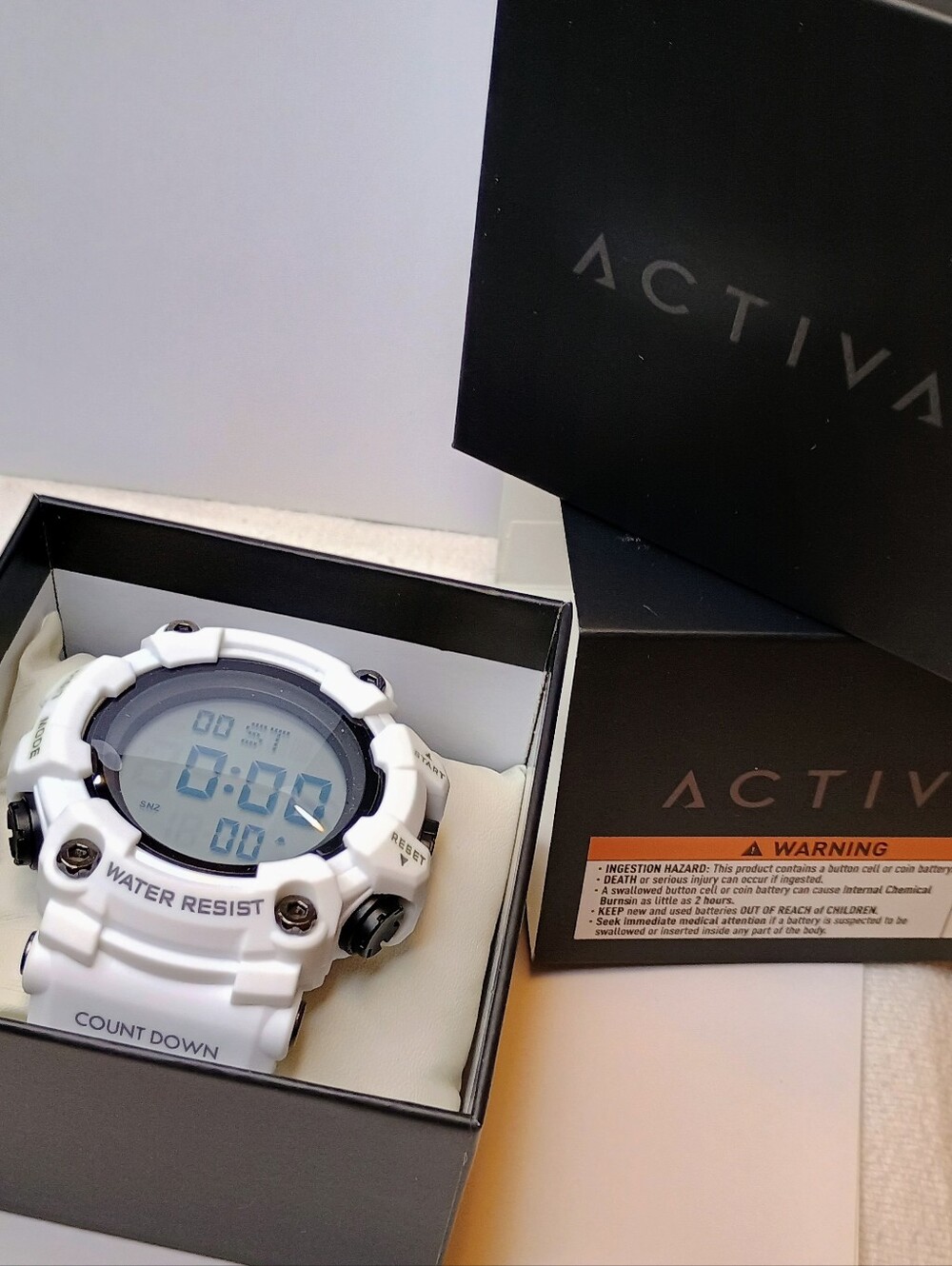ACTIVA White Digital Sport Watch Only Been Out Of Box To Photograph